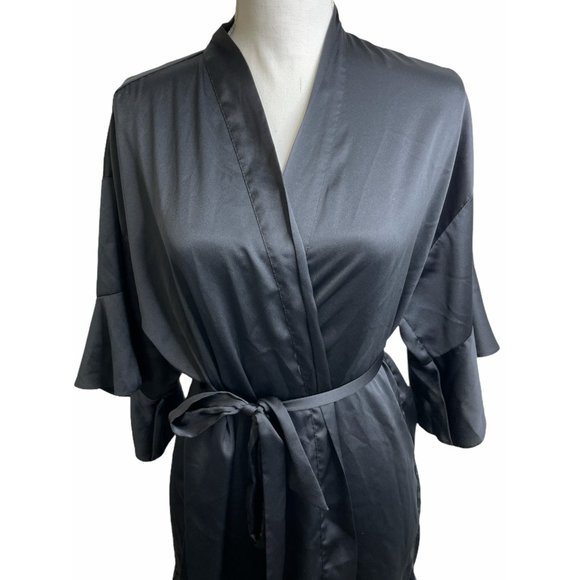 Victoria's Secret Flounce Satin Black Robe XS - Picture 3 of 7